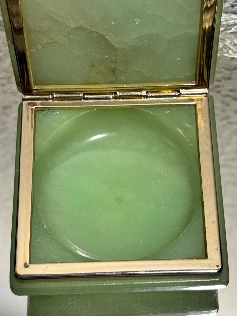 Vintage Alabaster Green Alabaster Floral Italian Alabaster Trinket Box - Picture 7 of 12